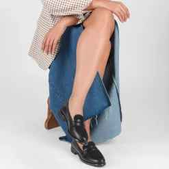 Mocassins NOIR Femme Motif Uni A Enfiler