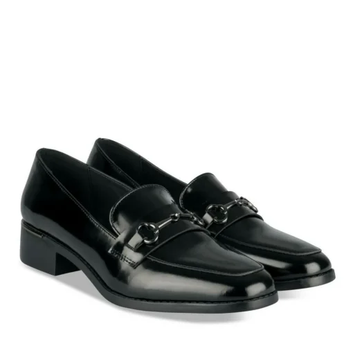 Mocassins NOIR Femme Motif Chaîne A Enfiler
