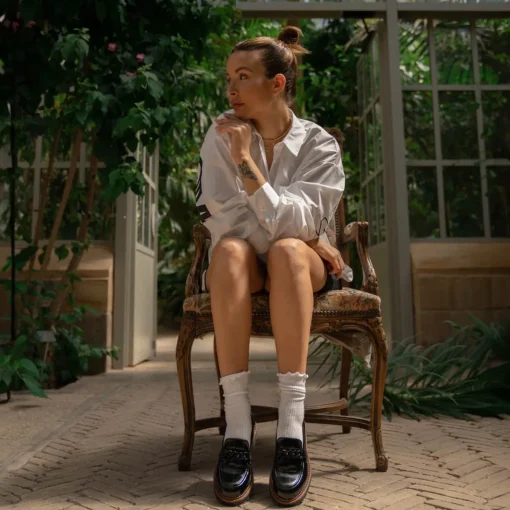 Mocassins NOIR Femme Motif Chaîne A Enfiler