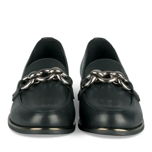Mocassins NOIR Femme Motif Chaîne A Enfiler