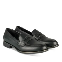 Mocassins NOIR Femme Motif Clouté A Enfiler