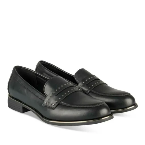 Mocassins NOIR Femme Motif Clouté A Enfiler