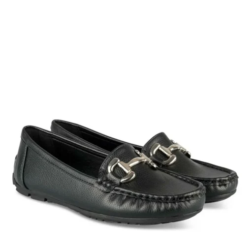 Mocassins NOIR Femme Motif Chaîne A Enfiler