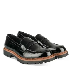 Mocassins NOIR Femme Motif Vernis A Enfiler
