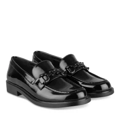 Mocassins NOIR Femme Motif Chaîne A Enfiler