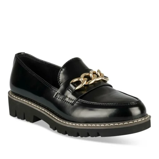 Mocassins NOIR Femme Motif Chaîne A Enfiler