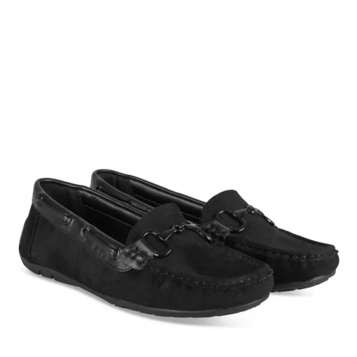 Mocassins NOIR Femme Motif Chaîne A Enfiler