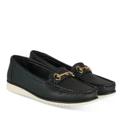 Mocassins NOIR Femme Motif Chaîne A Enfiler