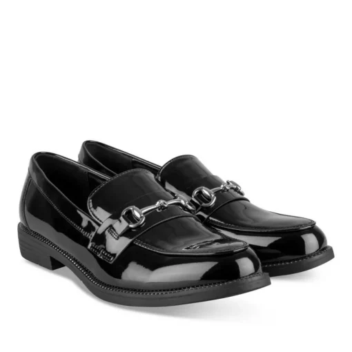 Mocassins NOIR Femme Motif Chaîne A Enfiler