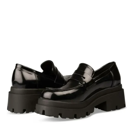 Mocassins NOIR Femme Motif Vernis A Enfiler
