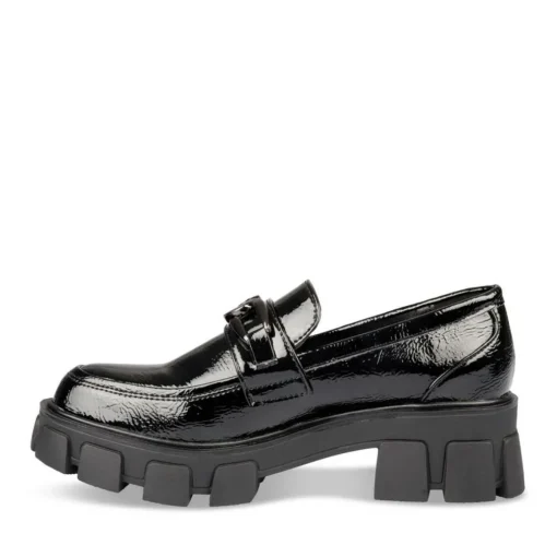 Mocassins NOIR Femme Motif Vernis A Enfiler
