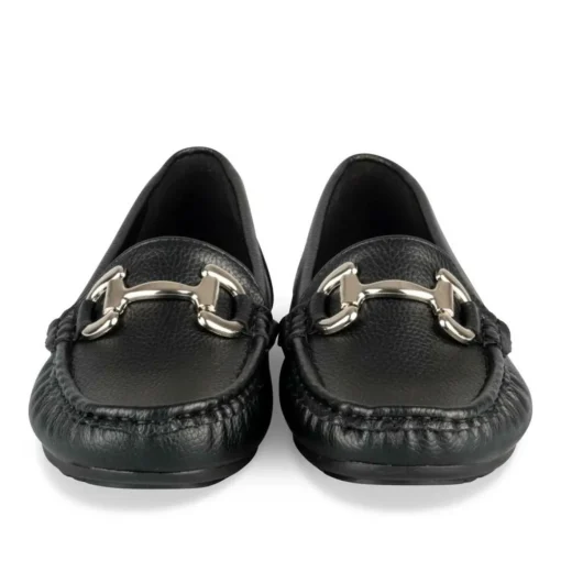 Mocassins NOIR Femme Motif Chaîne A Enfiler