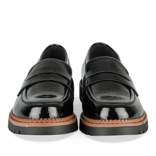 Mocassins NOIR Femme Motif Vernis A Enfiler