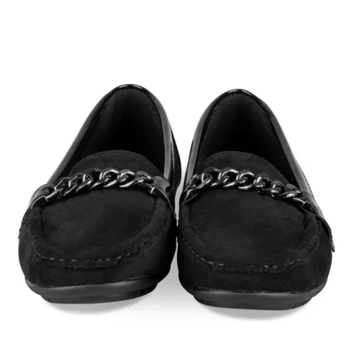 Mocassins NOIR Femme Motif Chaîne A Enfiler
