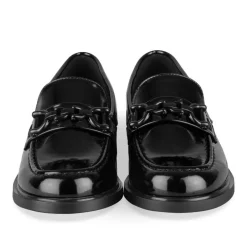 Mocassins NOIR Femme Motif Chaîne A Enfiler