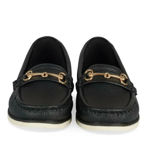 Mocassins NOIR Femme Motif Chaîne A Enfiler