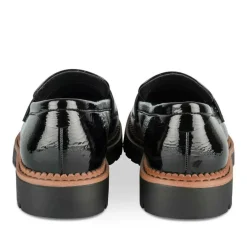 Mocassins NOIR Femme Motif Vernis A Enfiler