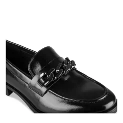 Mocassins NOIR Femme Motif Chaîne A Enfiler