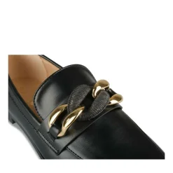 Mocassins NOIR Femme Motif Chaîne A Enfiler