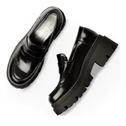 Mocassins NOIR Femme Motif Vernis A Enfiler