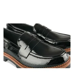 Mocassins NOIR Femme Motif Vernis A Enfiler