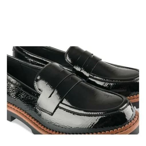 Mocassins NOIR Femme Motif Vernis A Enfiler