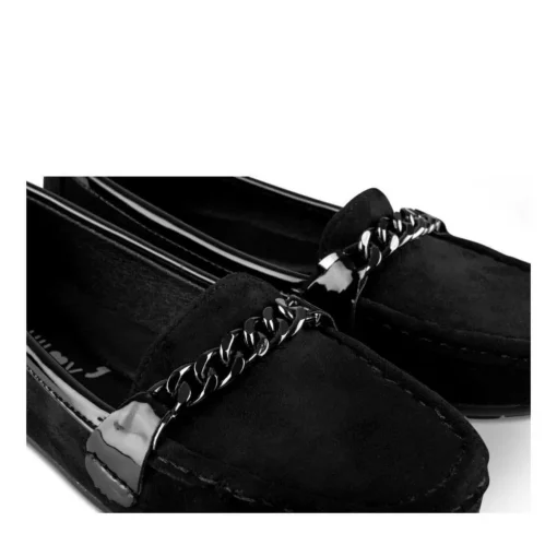 Mocassins NOIR Femme Motif Chaîne A Enfiler