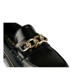 Mocassins NOIR Femme Motif Chaîne A Enfiler