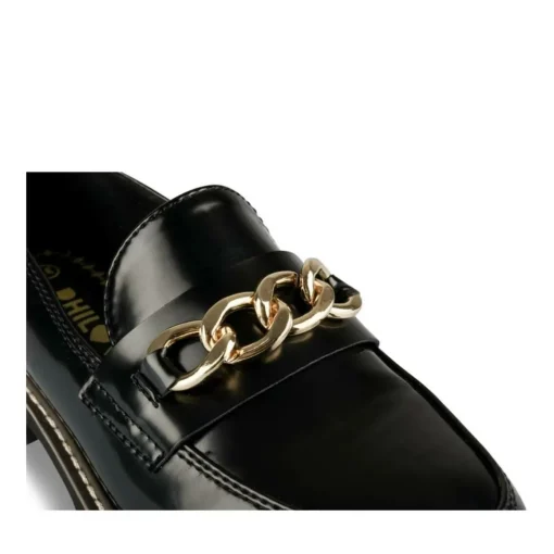 Mocassins NOIR Femme Motif Chaîne A Enfiler