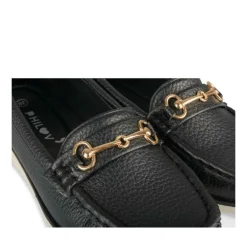 Mocassins NOIR Femme Motif Chaîne A Enfiler