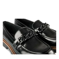 Mocassins NOIR Femme Motif Chaîne A Enfiler