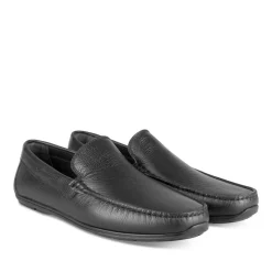 Mocassins NOIR Homme CUIR Motif Uni A Enfiler