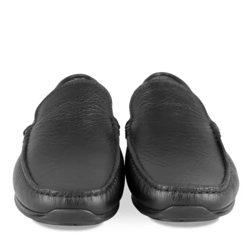 Mocassins NOIR Homme CUIR Motif Uni A Enfiler