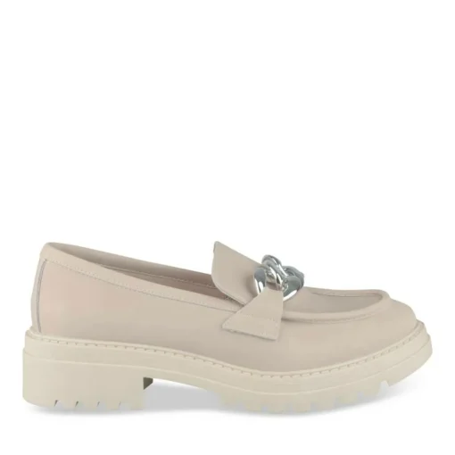 Mocassins ROSE Femme CUIR Motif Chaîne A Enfiler