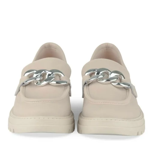 Mocassins ROSE Femme CUIR Motif Chaîne A Enfiler