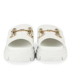 Mules BLANC Femme Motif Chaîne A Enfiler