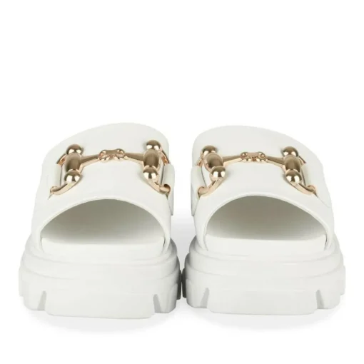 Mules BLANC Femme Motif Chaîne A Enfiler