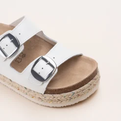 Mules BLANC Femme Motif Uni A Enfiler