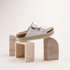 Mules BLANC Femme Motif Uni A Enfiler