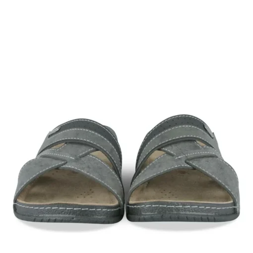 Mules Confort GRIS Homme Motif Uni A Enfiler