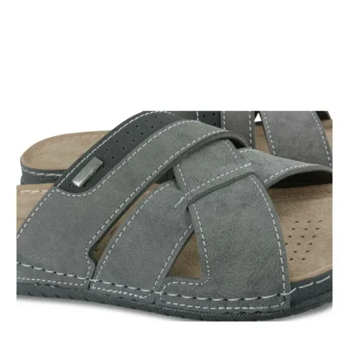 Mules Confort GRIS Homme Motif Uni A Enfiler