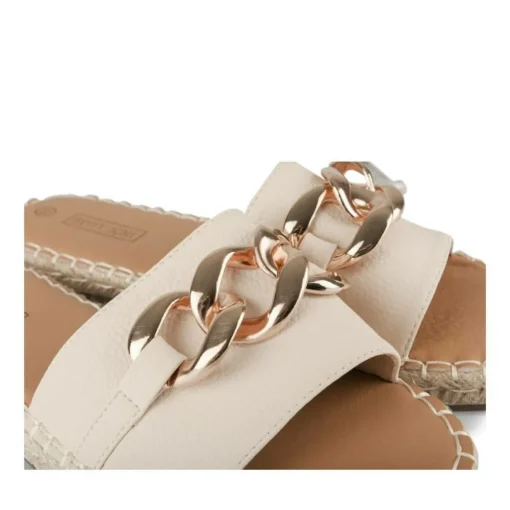 Mules Corde BEIGE Femme Motif Chaîne A Enfiler
