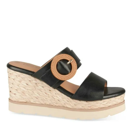 Mules Corde NOIR Femme Motif Uni A Enfiler