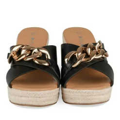 Mules Corde NOIR Femme Motif Chaîne A Enfiler