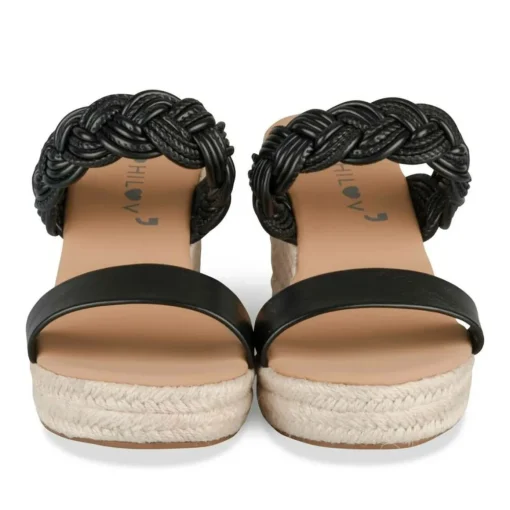 Mules Corde NOIR Femme Motif Tressé A Enfiler