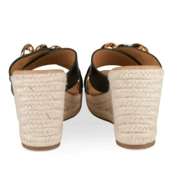 Mules Corde NOIR Femme Motif Chaîne A Enfiler