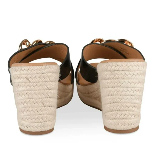 Mules Corde NOIR Femme Motif Chaîne A Enfiler