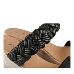 Mules Corde NOIR Femme Motif Tressé A Enfiler