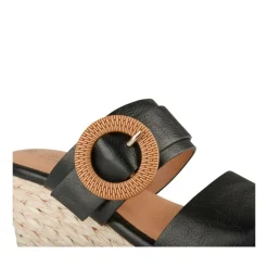 Mules Corde NOIR Femme Motif Uni A Enfiler