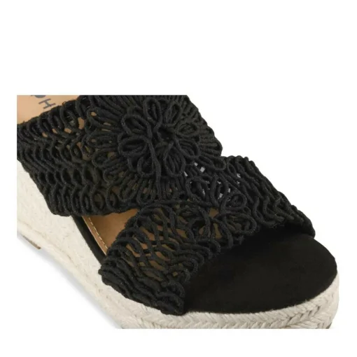 Mules Corde NOIR Femme Motif Tressé A Enfiler